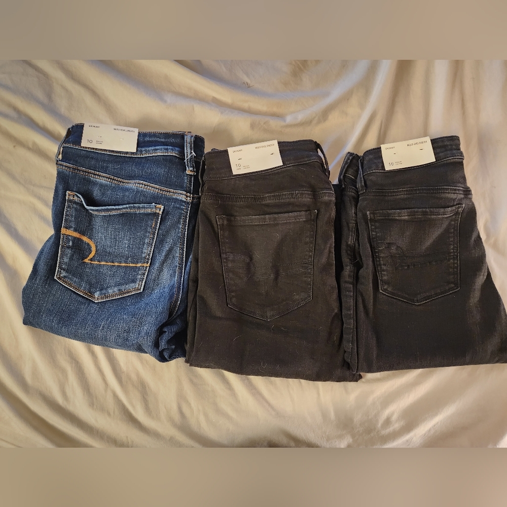 American Eagle Outfitters Womens Skinny Blue and Black Slans